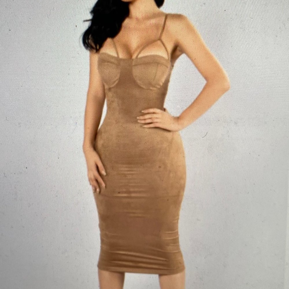 Fashion Nova "Rich Like Suede" Slip Dress